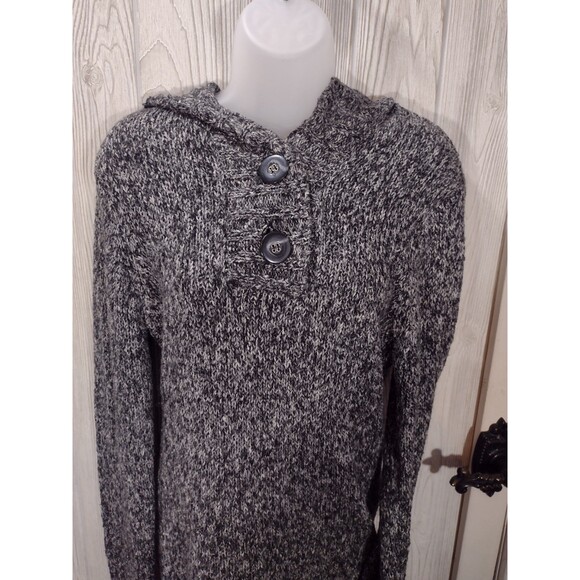 Rue 21 Women's Hooded Sweater Wool Cotton Hoodie Grey Black Size XL Extra Large - Picture 6 of 12